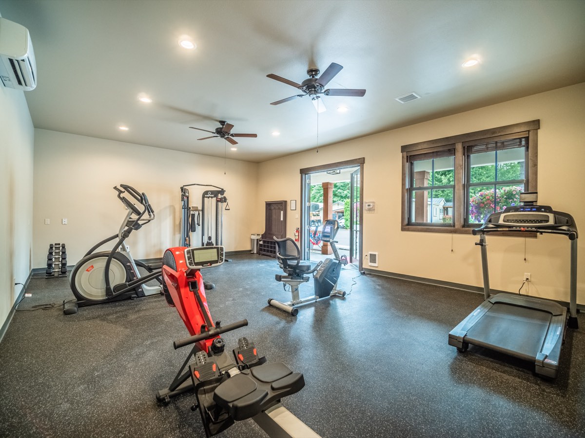 On-site fitness center with cardio and weights