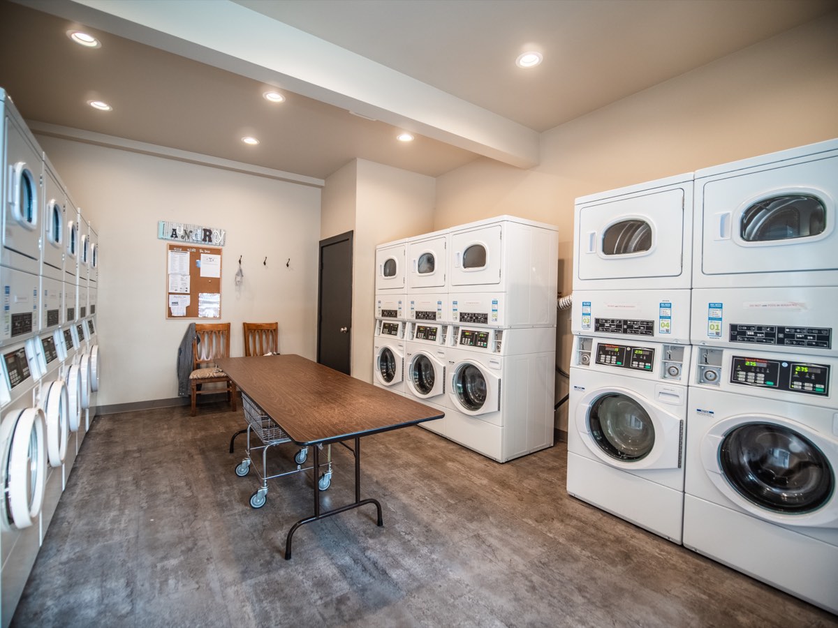 Clean on-site coin laundry room