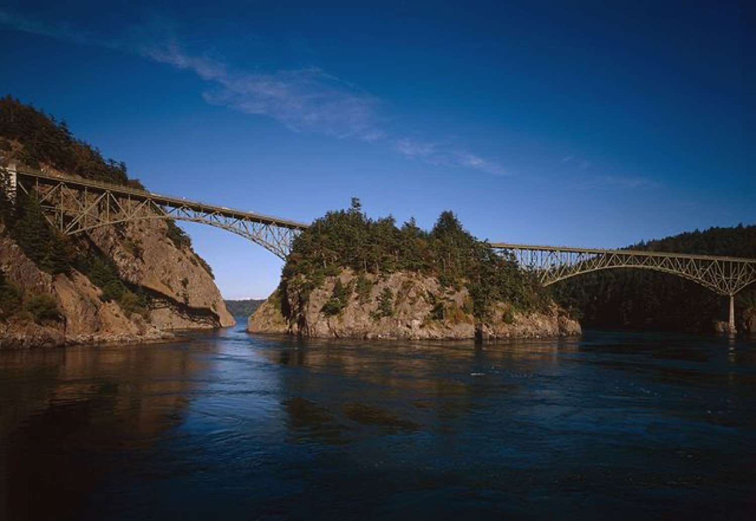 Deception Pass bridge over the water, ten minutes from the park